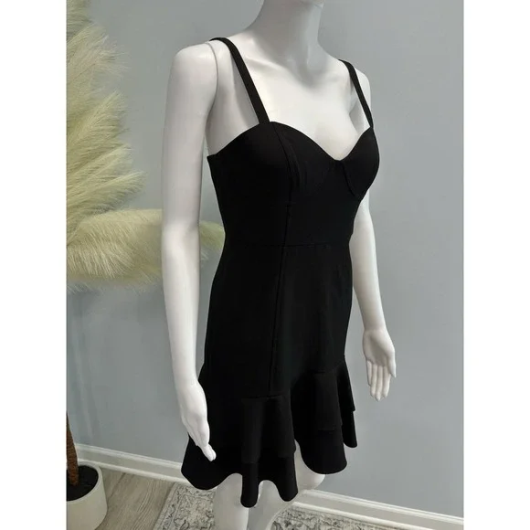 Clover & Sloane Black Fit & Flare Mini Dress Spaghetti Strap Women's Small NWT - Picture 7 of 12